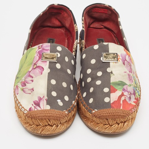 Dolce & Gabbana Multicolor Canvas Espadrille Flats Size 38 - Picture 3 of 9