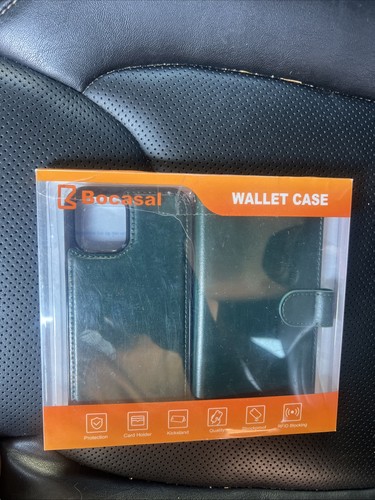 Bocasal Leather Wallet Case for iPhone 12/12Pro Max (S8) - Picture 1 of 5