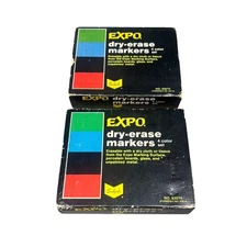 Vintage EXPO Dry Erase Markers 4-Color Set Lot of 2 Sanford No. 83074 Made USA