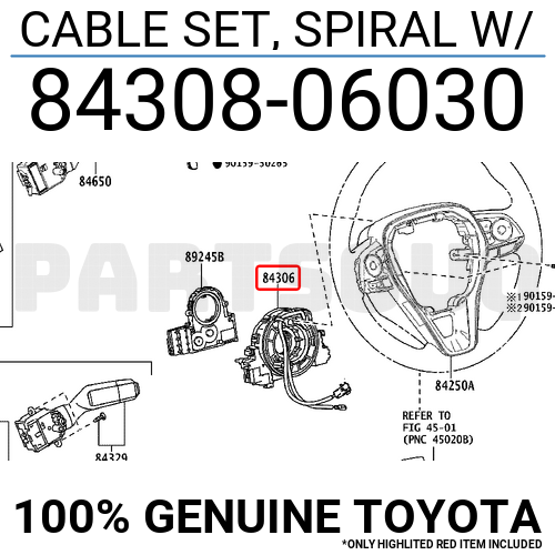 8430806030 Genuine Toyota CABLE SET, SPIRAL W/ 84308-06030