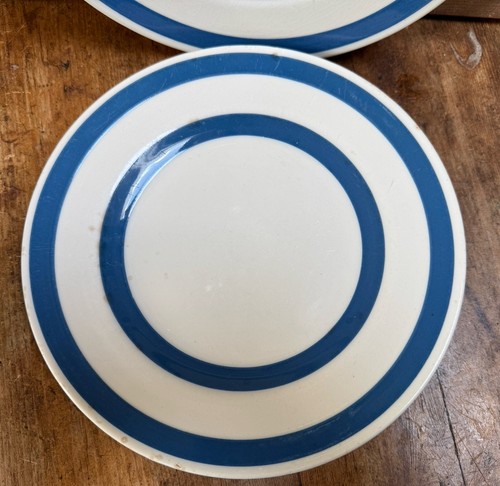 Vintage Chef Ware Plates x 2, Blue & White Stripe Made In Staffordshire England. - Picture 2 of 11