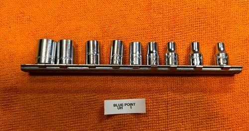 Vintage Blue-Point USA 1/4" Drive 9 piece 6pt 3/16" to 1/2" Shallow Socket Set - Picture 1 of 8