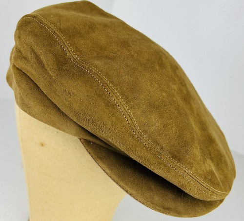 Vintage Country Gentleman Zeitungsjunge flache Druckknopf Kappe echtes Wildleder Größe 7 1/2 - Bild 1 von 11