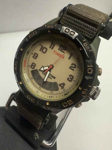 TIMEX EXPEDETION ANALOG-DIGITAL GREEN/TAN ALARM MEN'S QUARTZ WATCH WORKS 40MM - Picture 4 of 16