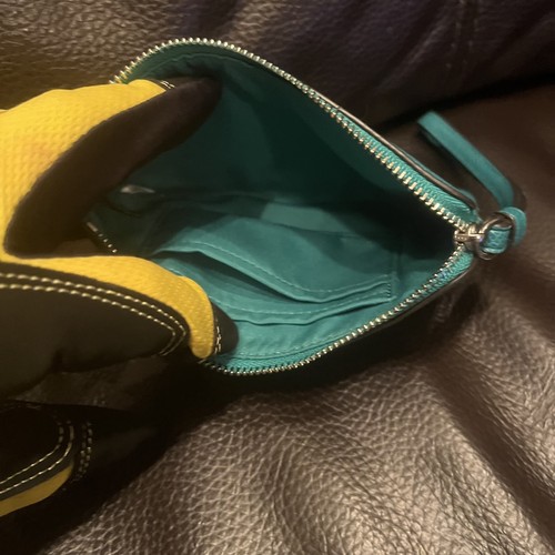 Coach F58032 Geldbörse grün Eckreißverschluss Kalbsleder genarbtes Leder - Bild 4 von 5