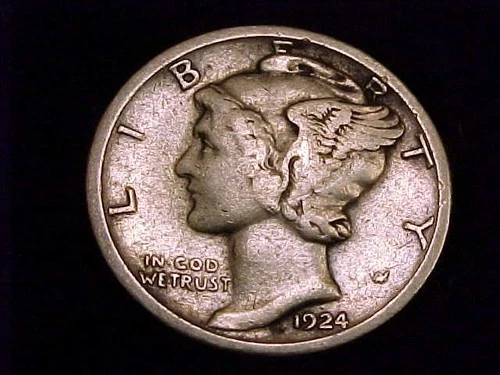 1924-S  Mercury Dime, Very Good to nearly Fine  Grade.