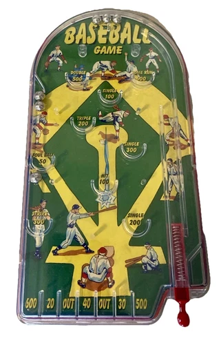 VTG 2006 Schilling Handheld Tabletop Baseball Pinball Game 8”x5”