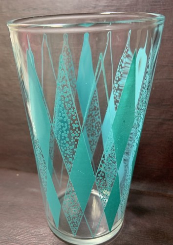 Vintage Turquoise Diamond Drinking Glasses Lot  of 5 Glasses - Picture 11 of 16