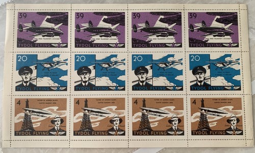 8 HOJAS DE ESTAMPILLAS RARAS VINTAGE DE 1940 TYDOL VOLANDO UN PÓSTER - Imagen 3 de 9