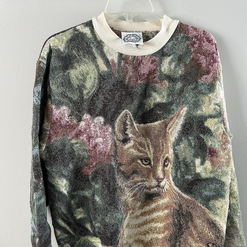 Vintage Sugar Street Weavers Cat Tapestry Sweater One Size Sweatshirts - Imagen 5 de 13