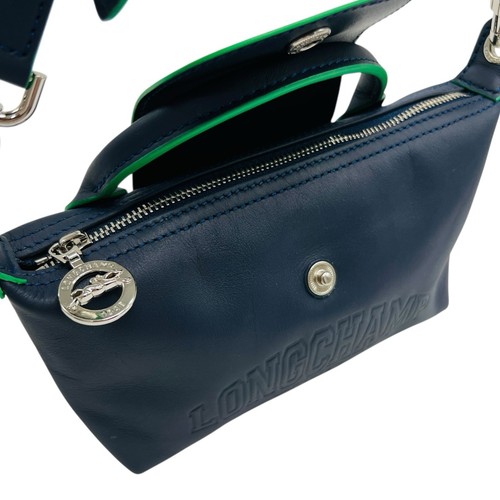 Longchamp Le Pliage Mini XS Tasche Navy Grün Leder Sportlich Umhängetasche Handtasche - Bild 16 von 23