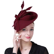 Womens Derby Dress Fedoras Fascinator Wool Pillbox Hat Church Wedding Tilt Hats