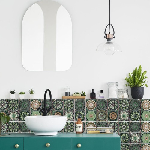 Mandala Moroccan Wallpaper Tile Stickers 5.91 * 5.91 in Peel and Stick,Remova... - Picture 6 of 8