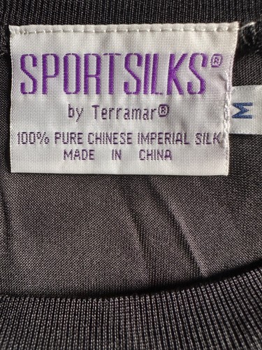 Terramar Sportsilks Men's Medium Black Shirt 100% Silk Thermal Underwear NOS - Picture 3 of 7