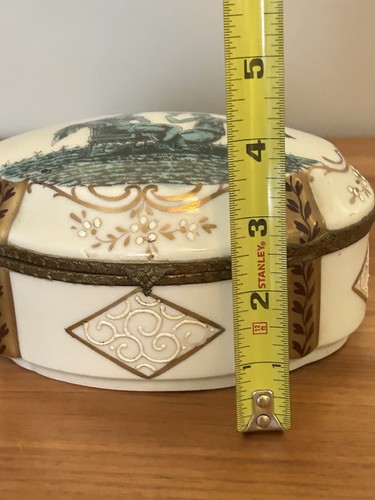 Vintage FBS Porcelain Trinket Jewelry Box FRANCE Hand Painted 6.5x4.5” - Picture 10 of 12