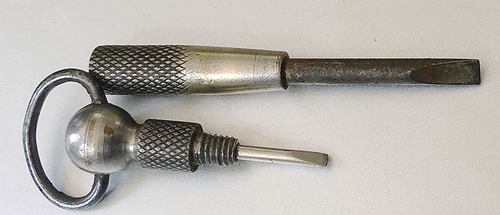 Vintage 2-in-1 verschachtelter Taschenschraubendreher, Flachkopf, Schraubverschluss, strukturierter Griff