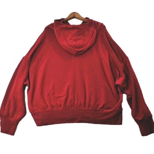 Fabletics Sweater Womens 2X Red Long Sleeve Hooded Preppy Soft Pullover Casual - Picture 1 of 11