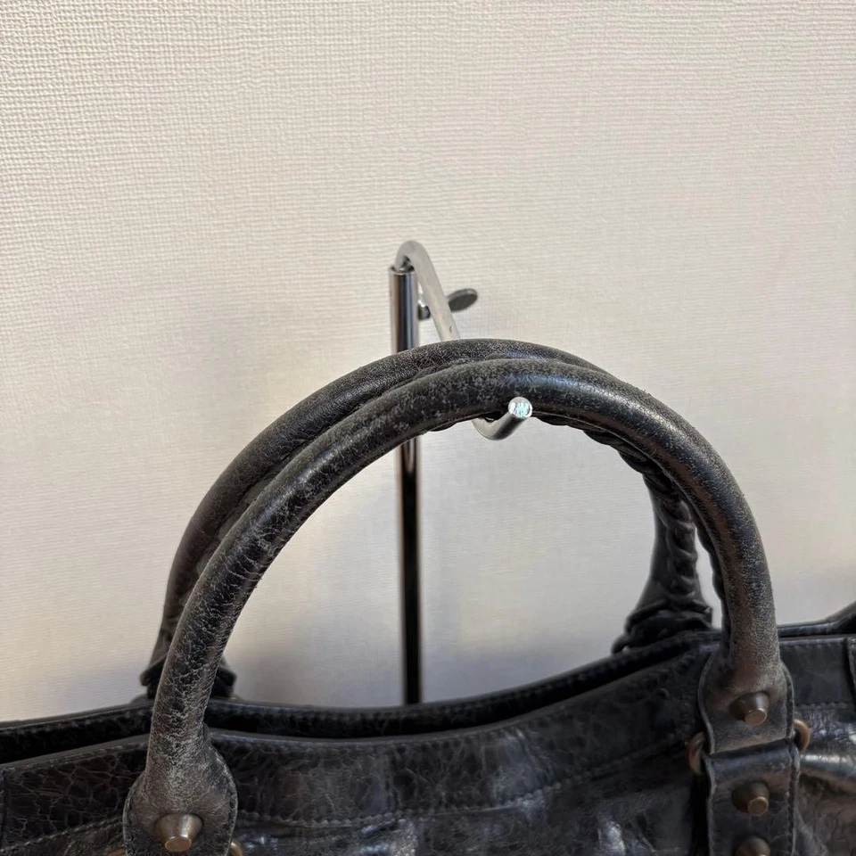Auténtico Bolso de Hombro Balenciaga The City 115748 Cuero Negro 2 Vías Foto 3 de 4