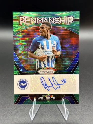Danny Welbeck 2023-24 Panini Prizm Penmanship #P-DW Green Pulsar Prizm Auto