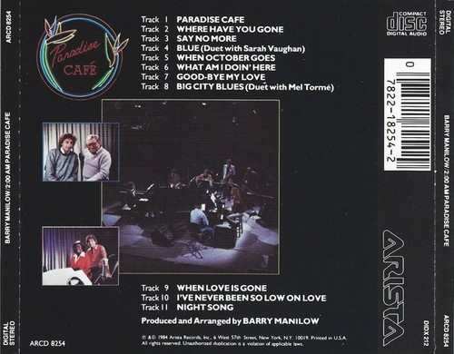 2:00 AM Paradise Cafe by Barry Manilow (CD, 1984 Arista) - Bild 2 von 3