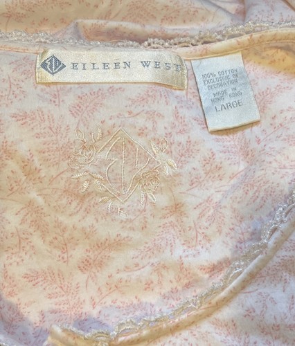 Eileen West Nachthemd Henley Strick knielang langarm geblümt rosa weiß Gr. L - Bild 8 von 8