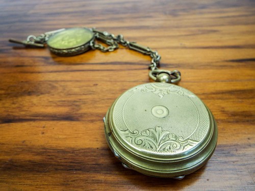 Rare Antique Pocket Watch w Albert Chain Aluminum Rolled Gold 1880s Temperance - Picture 7 of 12