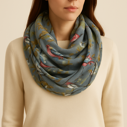 Halstuch Schal Loopschal Vogel Blatt Blumen Muster weich Tuch Rundschal 6 Farben - Bild 1 von 17