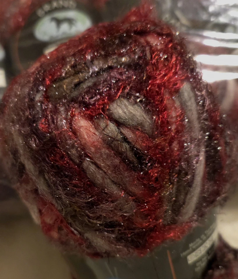 Lot Of 5 Skeins Of Dark Horse Yarns Grand Bulky Weight Yarn Red Purple Black - Image 2 of 4