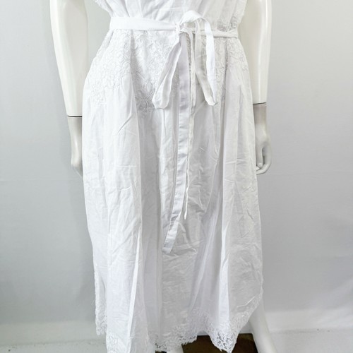 J. Crew White Belted Floral Midi Dress Size XXL Lace Trim Sleeveless Cottagecore - Picture 4 of 10