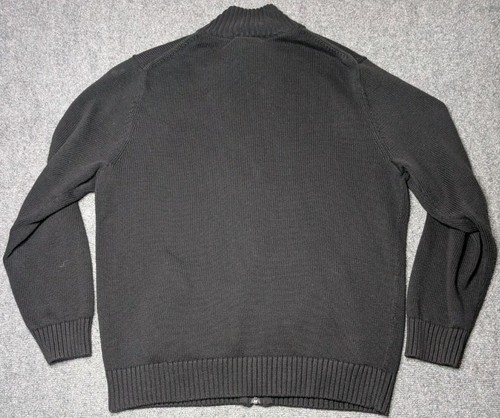L.L. Suéter Bean Para Hombres Grande Cremallera Completa Cárdigan Negro Tejido Chaqueta Papá Cuello Simulado - Imagen 4 de 6