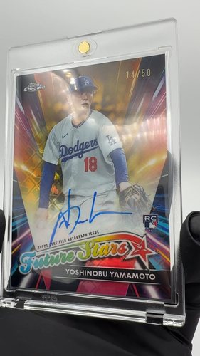 2024 Topps Chrome Logofractor Future Stars Auto On Card Yoshinobu Yamamoto /50 - Video 1 of 1