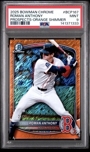 2025 Bowman Chrome Prospects Roman Anthony orange Shimmer /25 PSA 9
