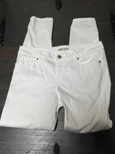 Cabi 219 Denim Skinny Jeans niedriger Bund Damengröße 6 34" cremefarben elfenbeinfarben Reißverschluss Hosenschlitz  - Bild 6 von 8