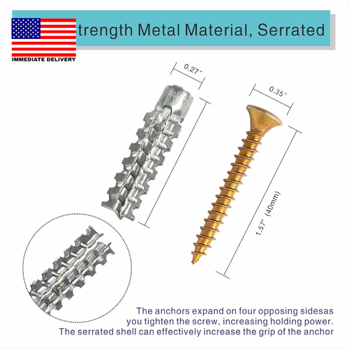 50 Stück Schwerlast Hohlwandanker mit Schrauben, ideal für Scharnierlochreparatur, - Bild 6 von 6