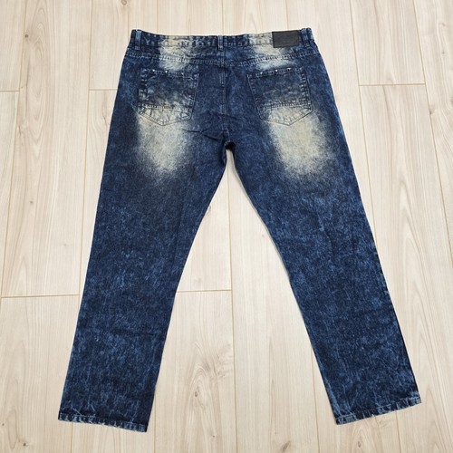 Jeans vintage Southpole uomo 42x32 Y2K strappato effetto invecchiato lavaggio acido blu denim - Foto 17 di 20