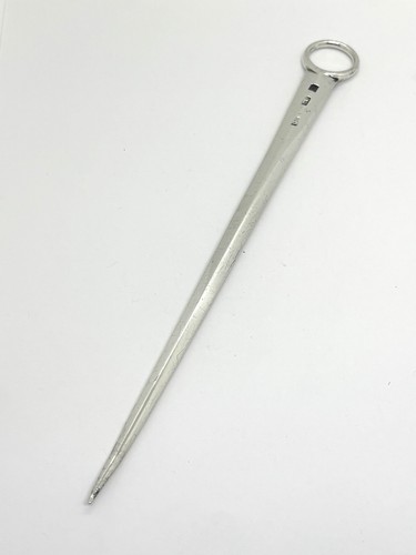 Antique Georgian Solid Sterling Silver Meat Skewer - crested - 74g / 25.5cm long - Picture 8 of 9