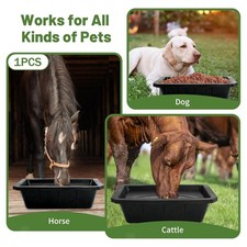 Rubber feed Pan Rectangle Resistant Horse Feeder for Goats Cats Multipurpose