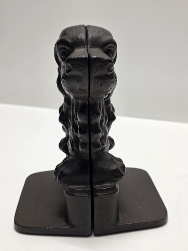 Vintage Cast Iron Cocker Spaniel Dog Bookends Pair 6" Heavy Rustic Decor - Picture 10 of 11