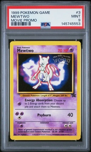 1999 POKEMON GAME MOVIE MOVIE PROMO #3 MEWTWO PSA 9