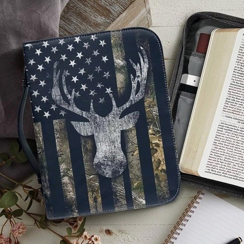 Talayituse Bibelhülle Hirsch amerikanische Flagge Größe M