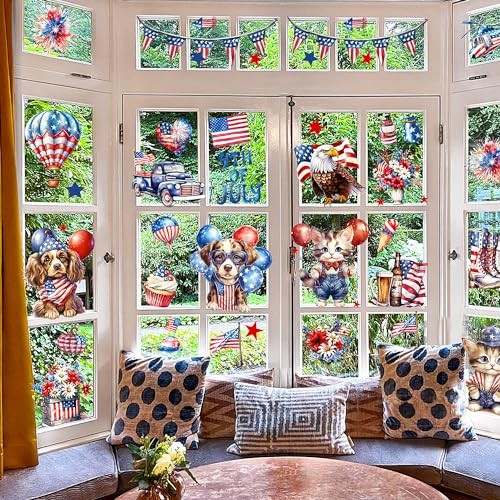 132Pcs Patriotic Window Clings Independence Day Window Stickers 9 Sheets - Picture 3 of 8