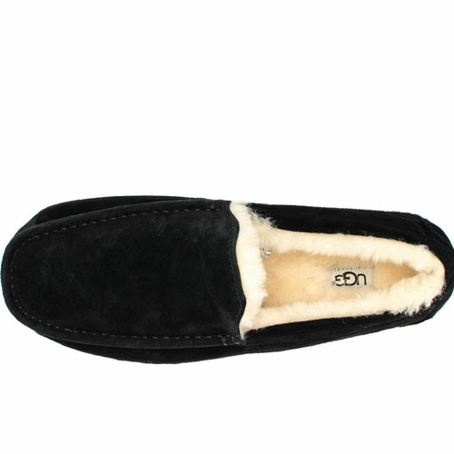 UGG ASCOT BLACK SUEDE MOCCASIN SHEEPSKIN MEN'S SLIPPERS SHOES SIZE US 7/UK 6 NEW - Picture 2 of 7