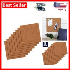 Cork Bulletin Board Panels 12"x12" - 8 Pack Self-Stick for Easy Mounting