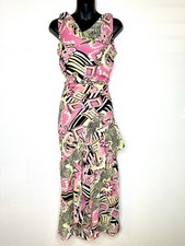 VTG Y2K Dress-U Women s Dress 8 Ruffle Floral Tropical Funky Polynesian Hawaiian