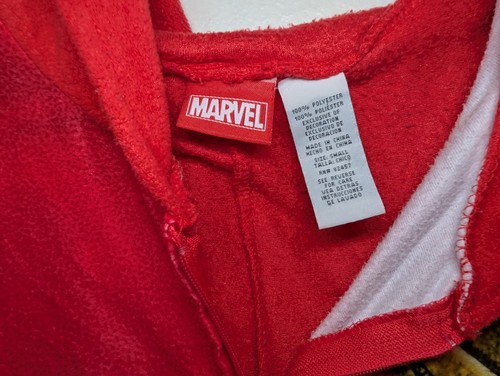 Marvel Deadpool Hooded Fleece One Piece Pajamas/Costume Men's Small - Picture 4 of 9