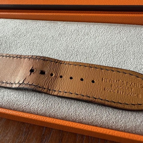 Hermès Czarny skórzany pasek do zegarka Apple 46mm Prosty pojedynczy pasek turystyczny Unisex - Zdjęcie 5 z 7