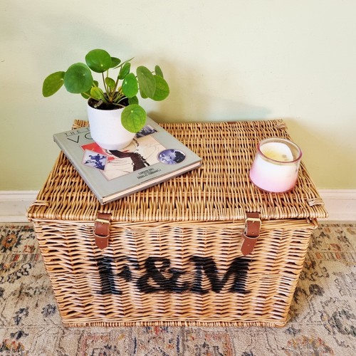 Large XL Fortnum Mason F&M Large Picnic Hamper Wicker Basket Storage Original - Picture 3 of 6