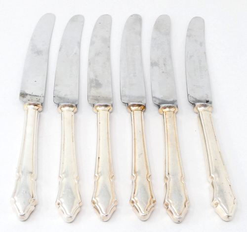 6 Butter / Dessert Knives Stainless Eben Parker Set Six Silver Plated Handles