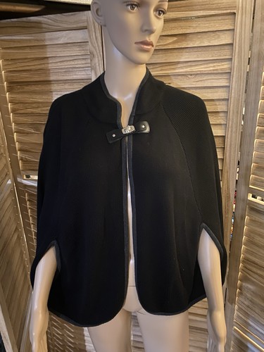 Calvin Klein Women's One Size Fits Black Shawl Sweater Sleeve Slots Pockets - Foto 1 di 5