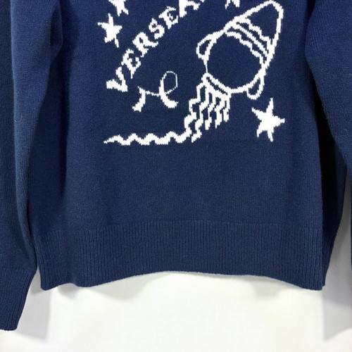 Altuzarra Zodiac Intarsien Wolle Rundhalsausschnitt Pullover Medium Large marineblau Wassermann neu mit Etikett - Bild 7 von 15